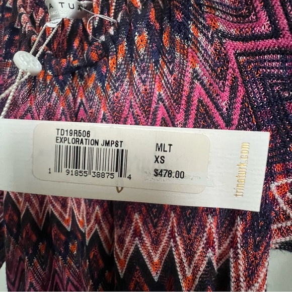 New Trina Turk Jet Set Jungle Exploration Chevron Stripe Drawstring Jumpsuit XS - Picture 9 of 16